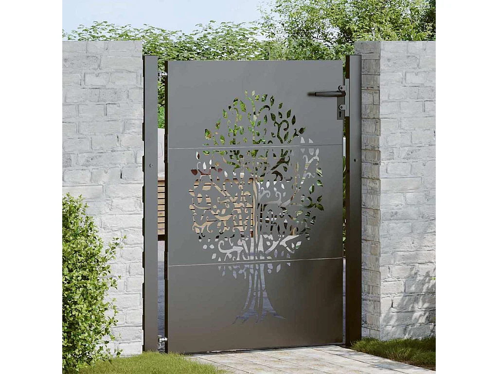 Porte de Jardin Noir 105 x 125 cm Acier peint par poudre