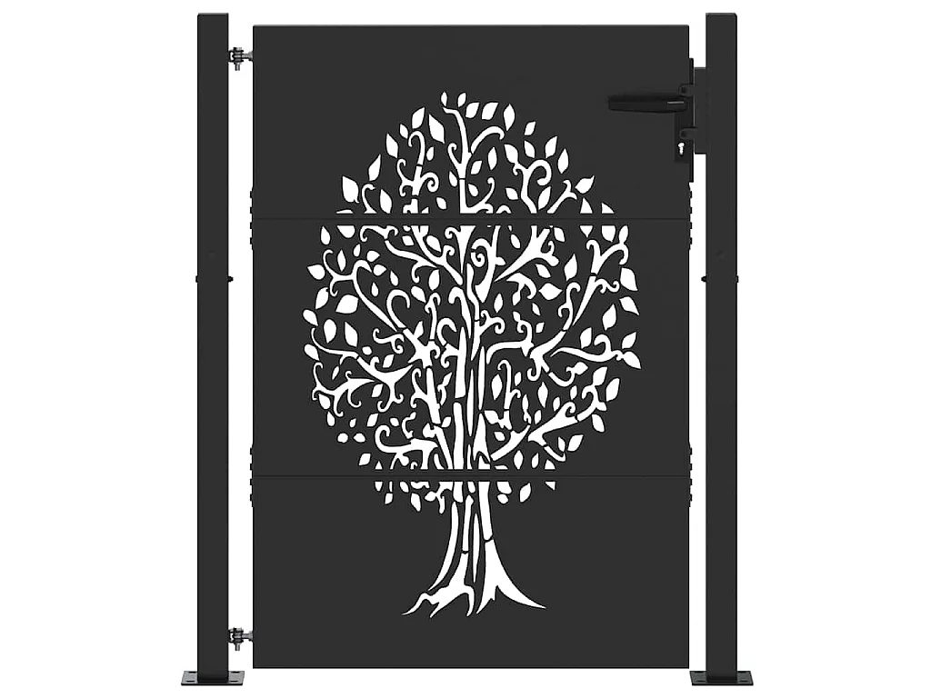 Porte de Jardin Noir 105 x 125 cm Acier peint par poudre