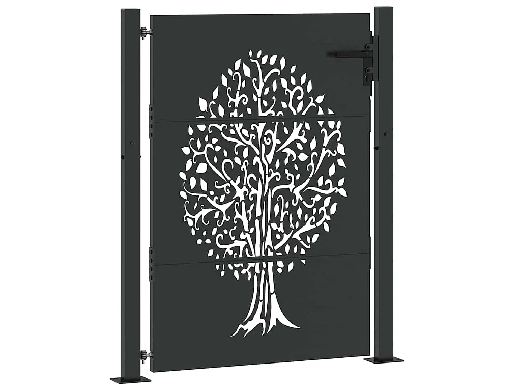 Porte de Jardin Noir 105 x 125 cm Acier peint par poudre
