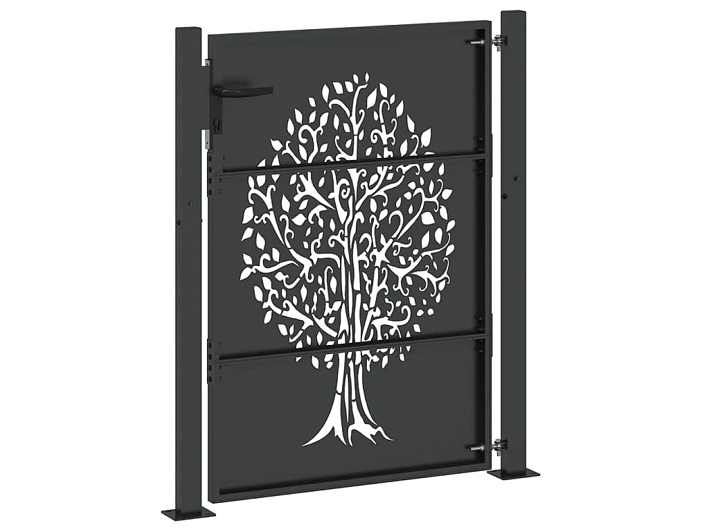 Porte de Jardin Noir 105 x 125 cm Acier peint par poudre