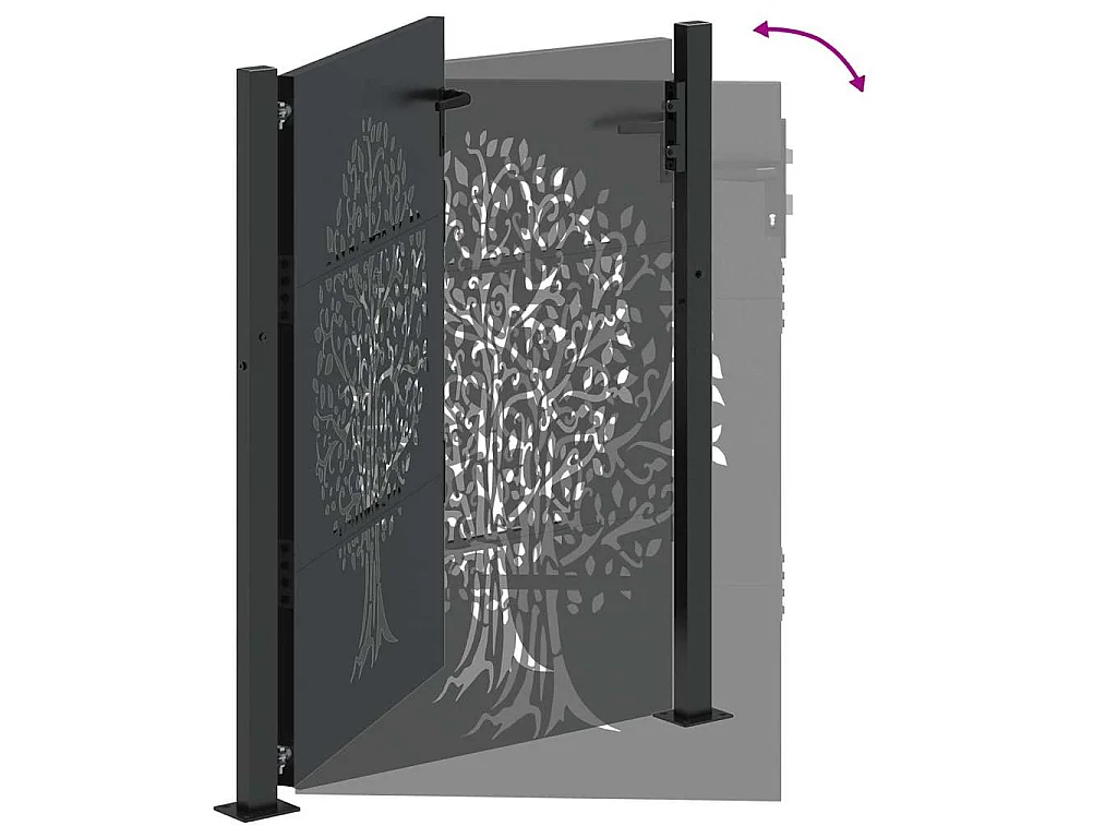 Porte de Jardin Noir 105 x 125 cm Acier peint par poudre