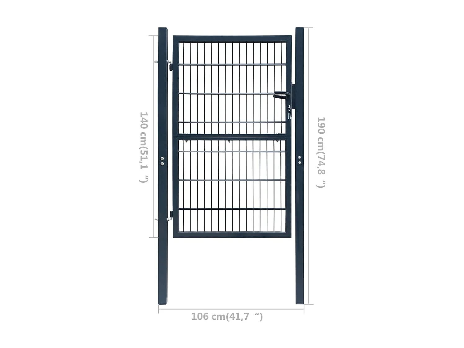 Portillon 2D (simple) Gris anthracite 106x190 cm