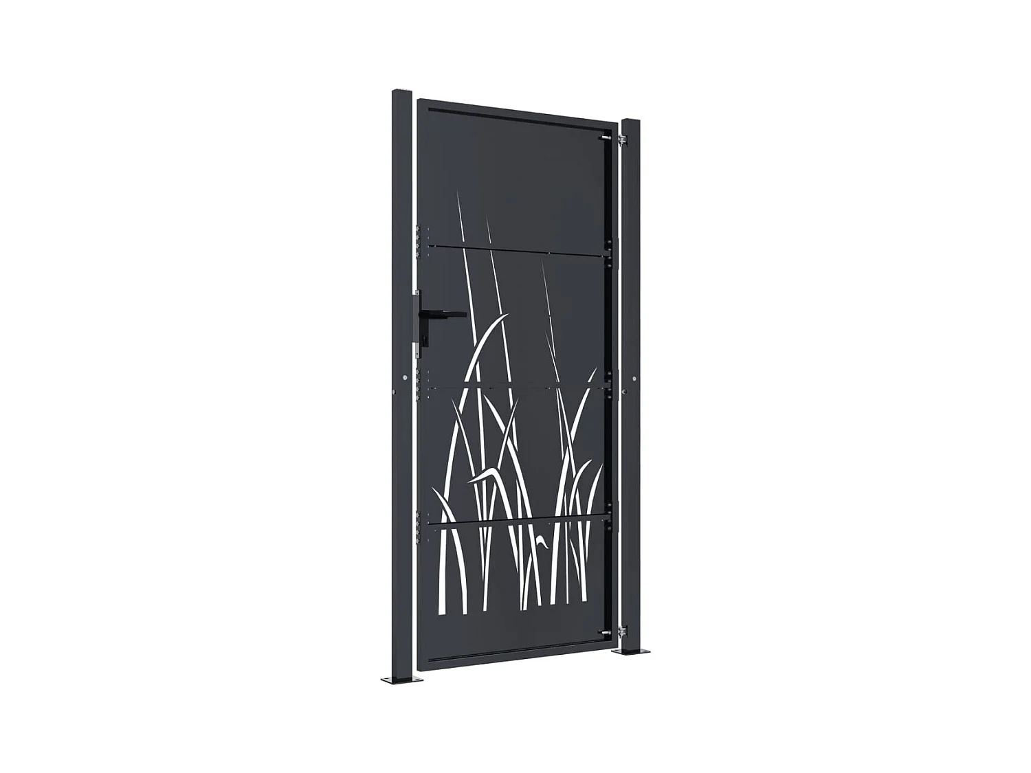 Puerta de jardín antracita de 105 x 180 cm, de acero, con diseño de césped.