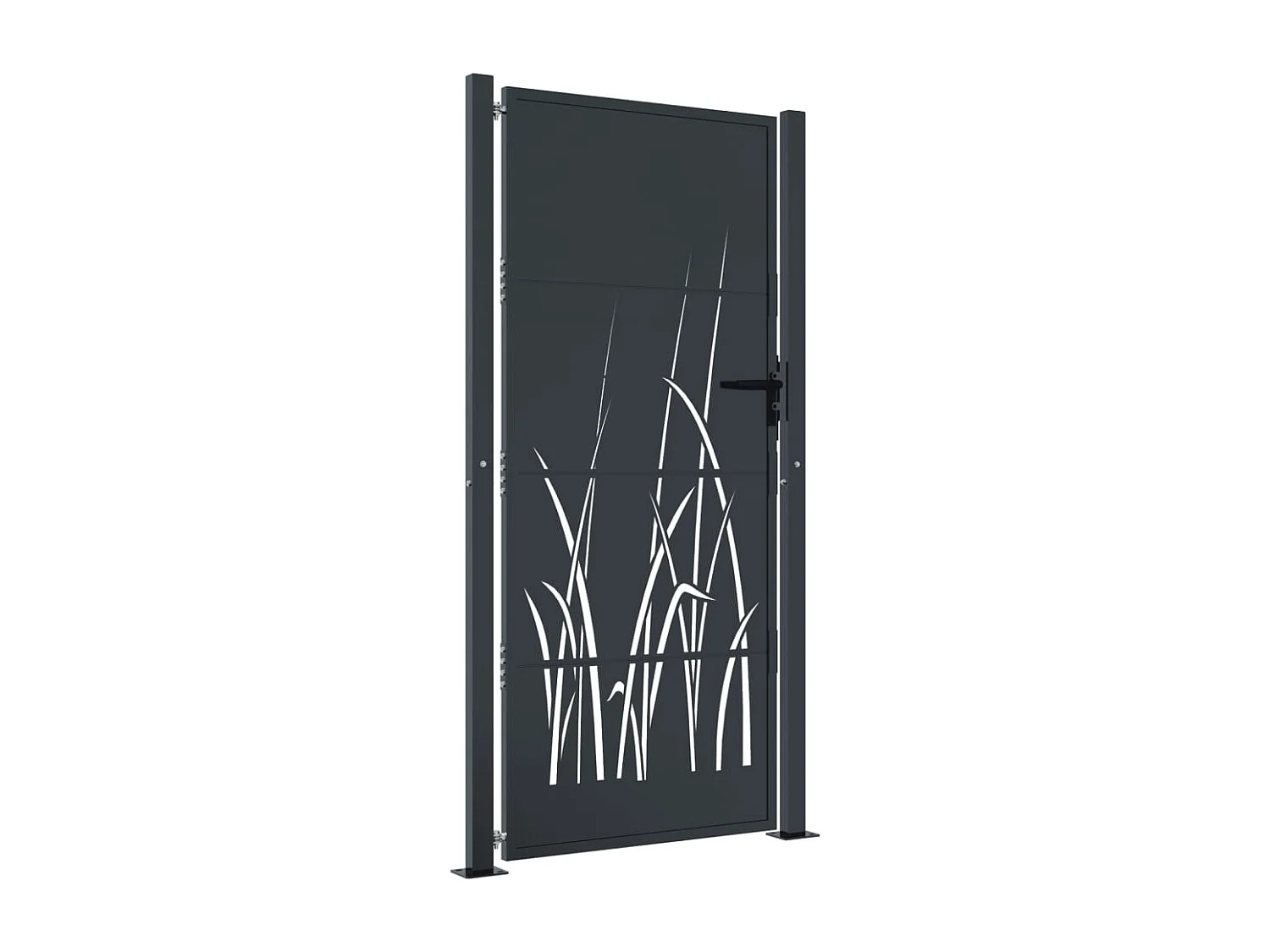 Cancello da giardino antracite 105x180cm design erba in acciaio