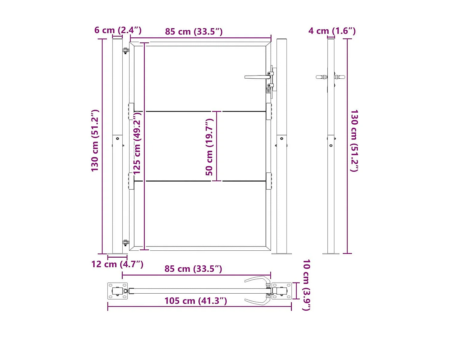 Porte de Jardin, Portail de jardin 105x200 cm en acier corten