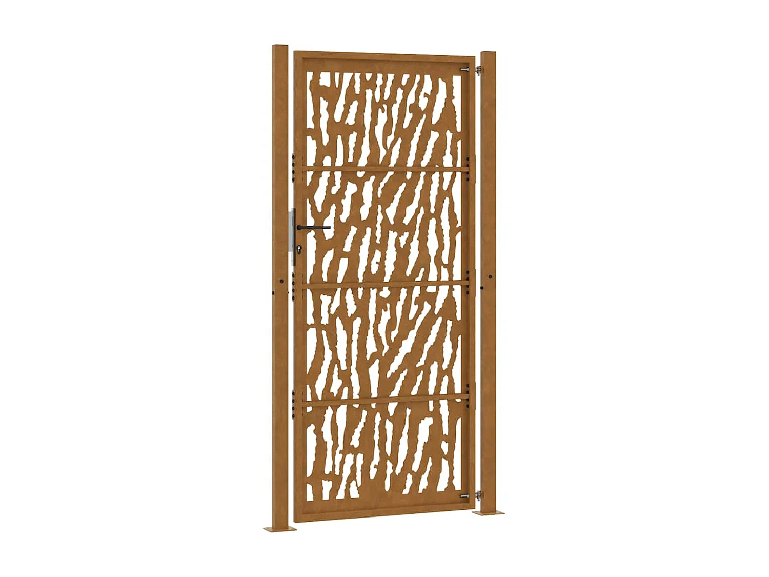 Puerta de jardín de acero resistente a la intemperie con diseño de tracería