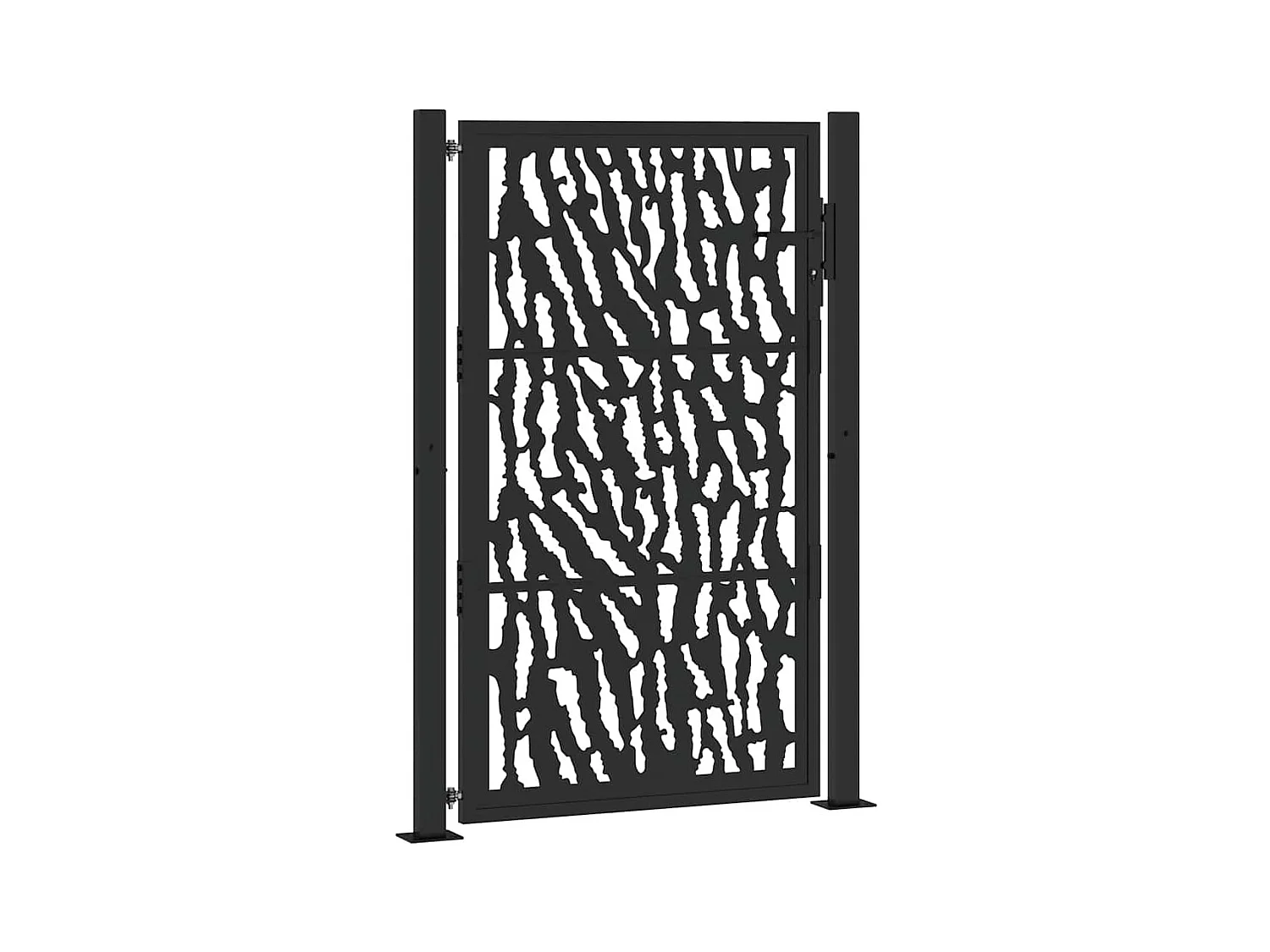 Puerta de jardín negra 105x155 cm diseño de líneas en acero