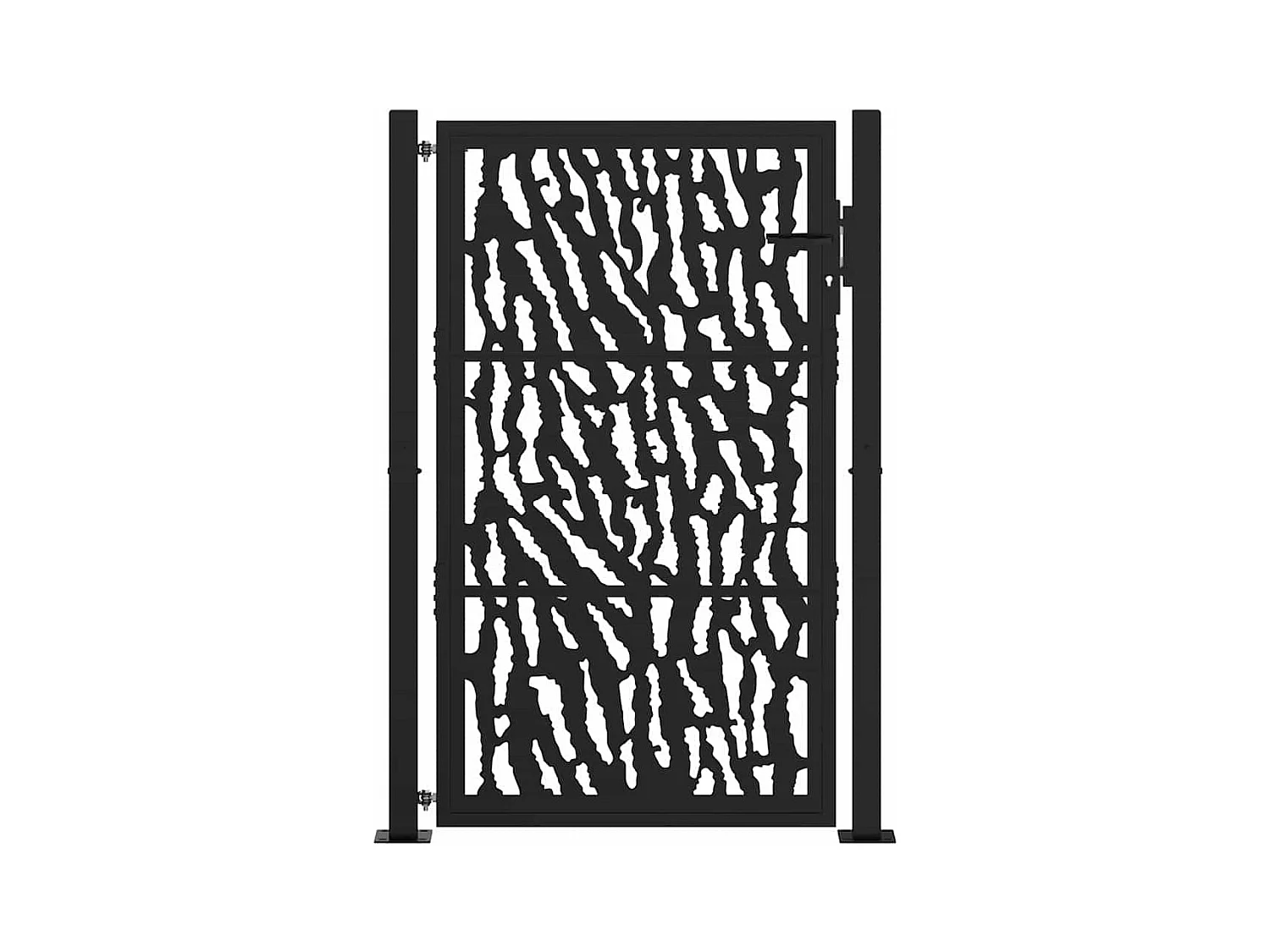 Puerta de jardín negra 105x155 cm diseño de líneas en acero