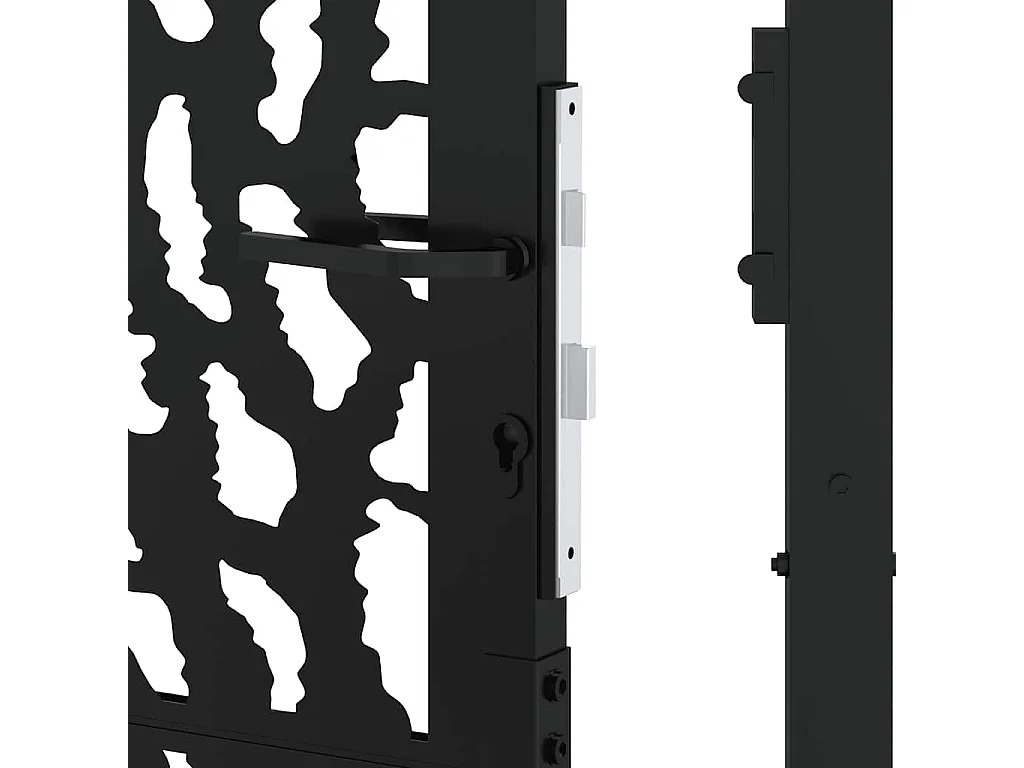 Puerta de jardín negra 105x155 cm diseño de líneas en acero