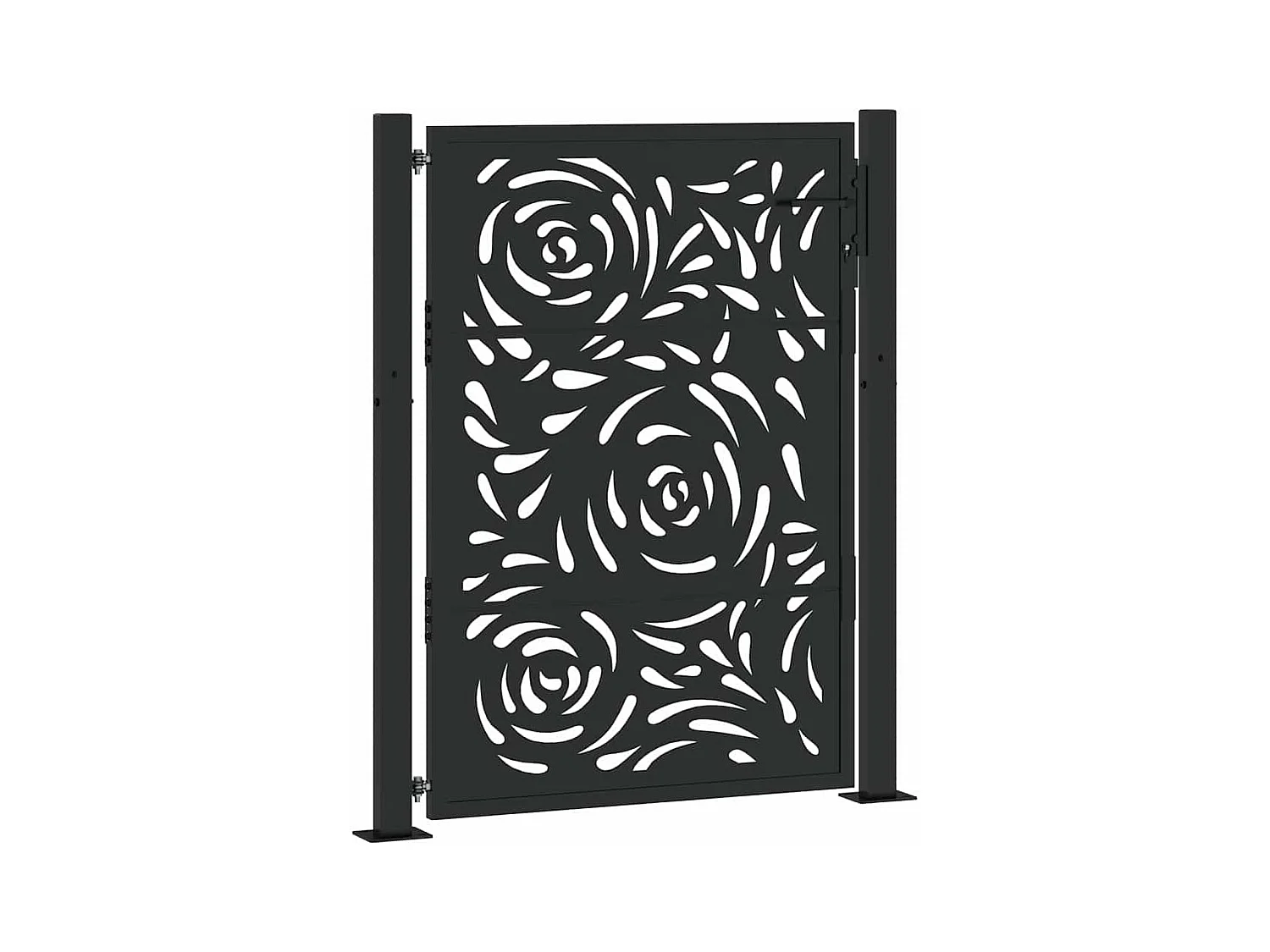 Zwarte tuinpoort 105x130 cm staal vlamdesign