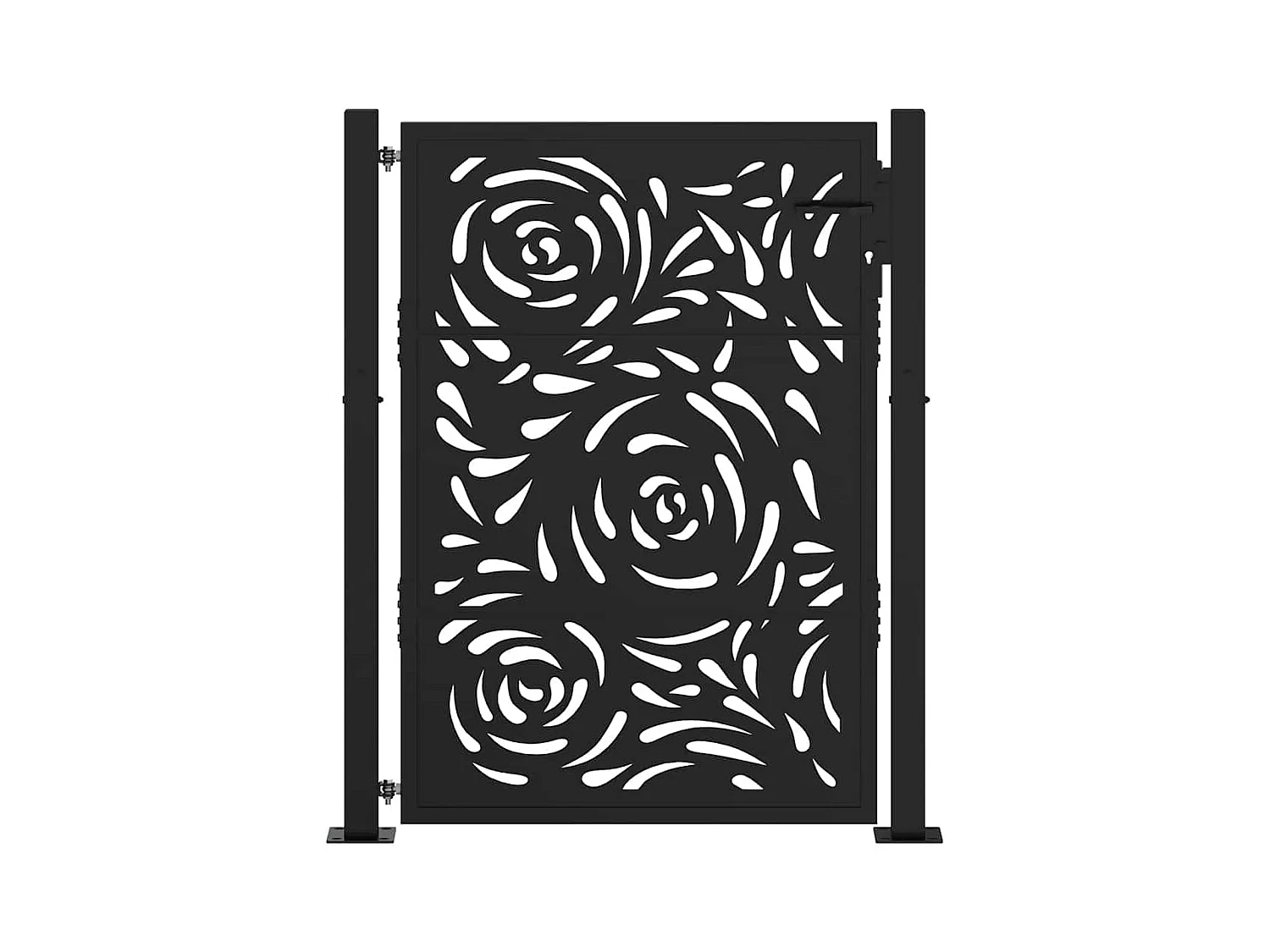 Zwarte tuinpoort 105x130 cm staal vlamdesign