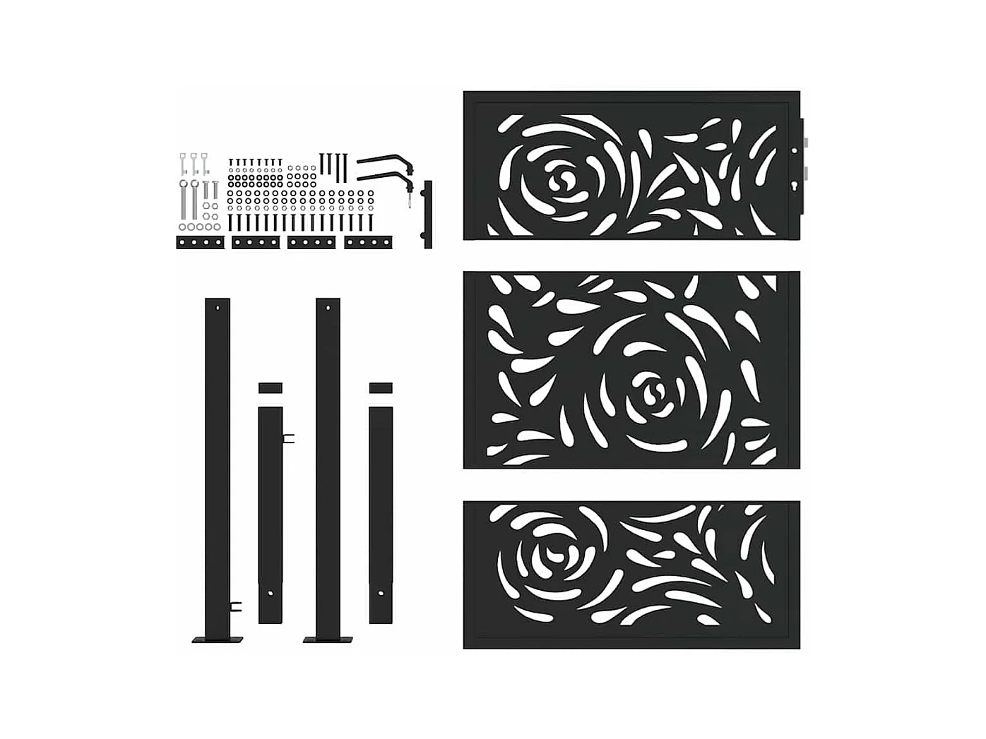 Zwarte tuinpoort 105x130 cm staal vlamdesign