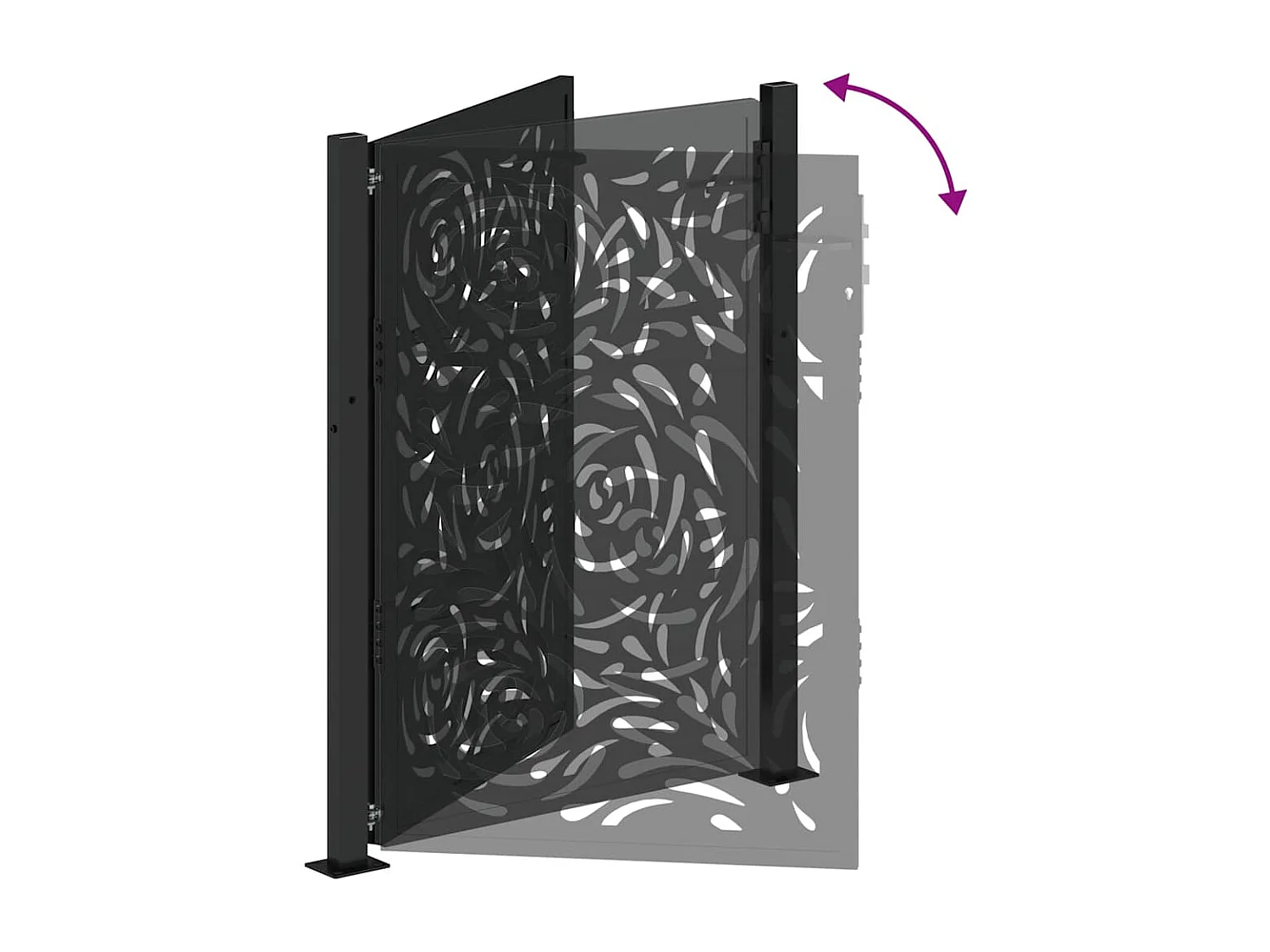 Zwarte tuinpoort 105x130 cm staal vlamdesign