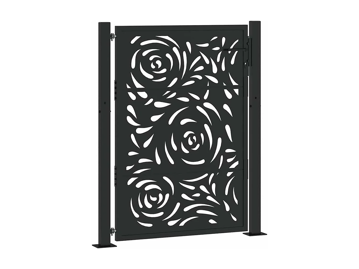 Puerta de jardín negra 105x130 cm diseño llama de acero