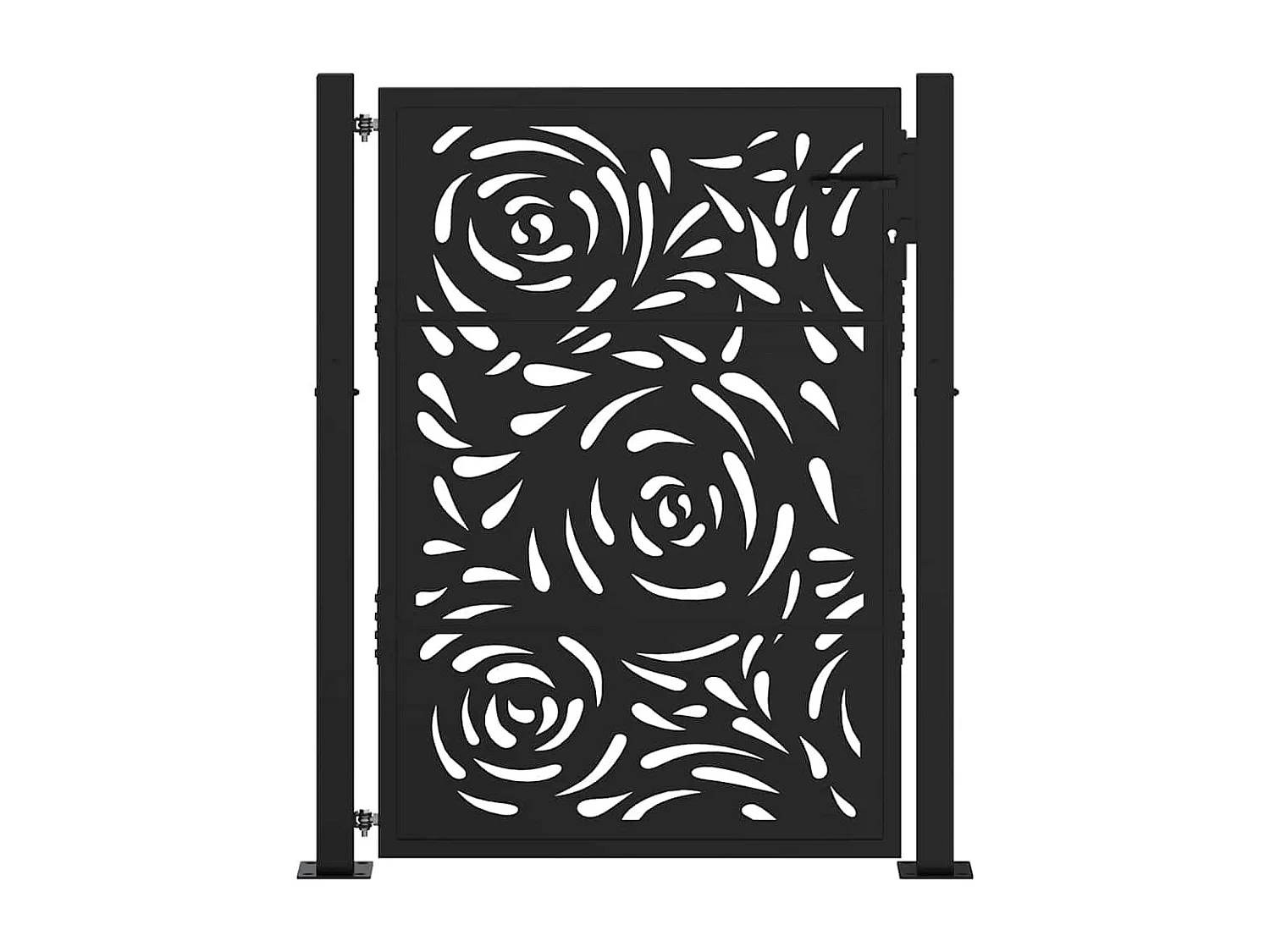 Puerta de jardín negra 105x130 cm diseño llama de acero