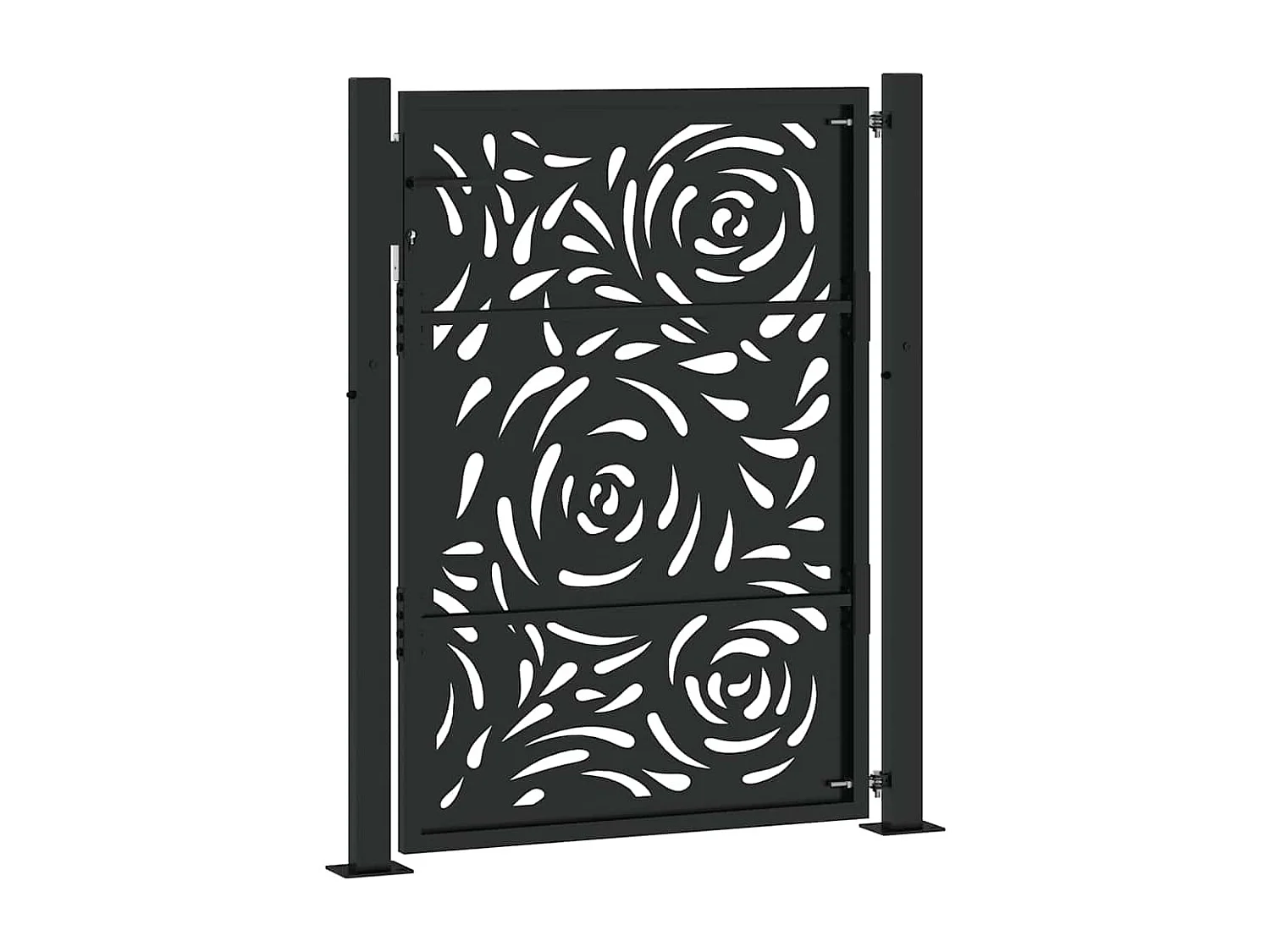 Puerta de jardín negra 105x130 cm diseño llama de acero