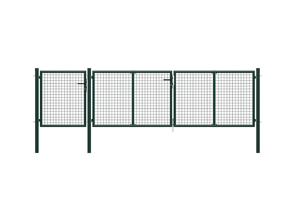 Puerta de jardín de acero 400 x 100 cm Verde