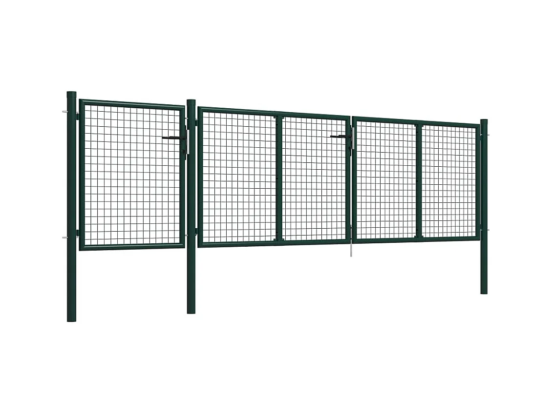 Puerta de jardín de acero 400 x 100 cm Verde