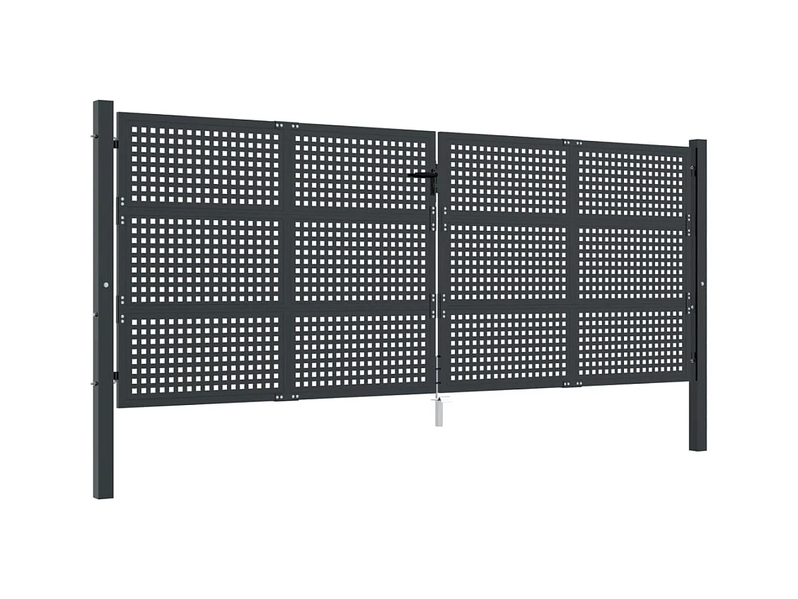 Antraciet tuinpoort 400x150 cm staal