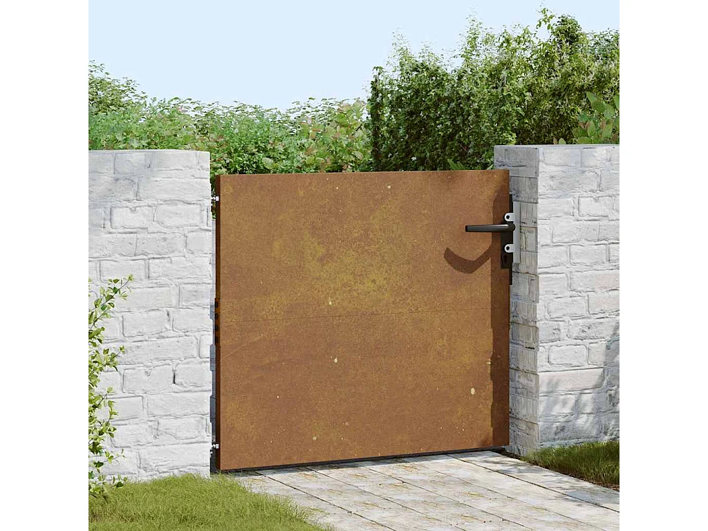 Cancello da giardino 85x100 cm in acciaio corten