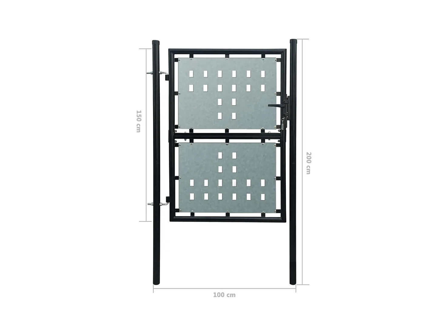 Portail simple de clôture Noir 100x200 cm