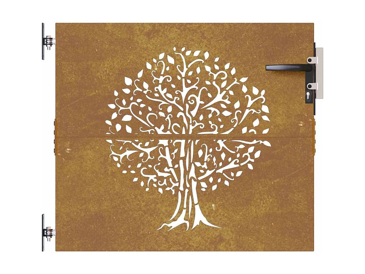 Cancello da giardino 85x100 cm in acciaio corten design albero
