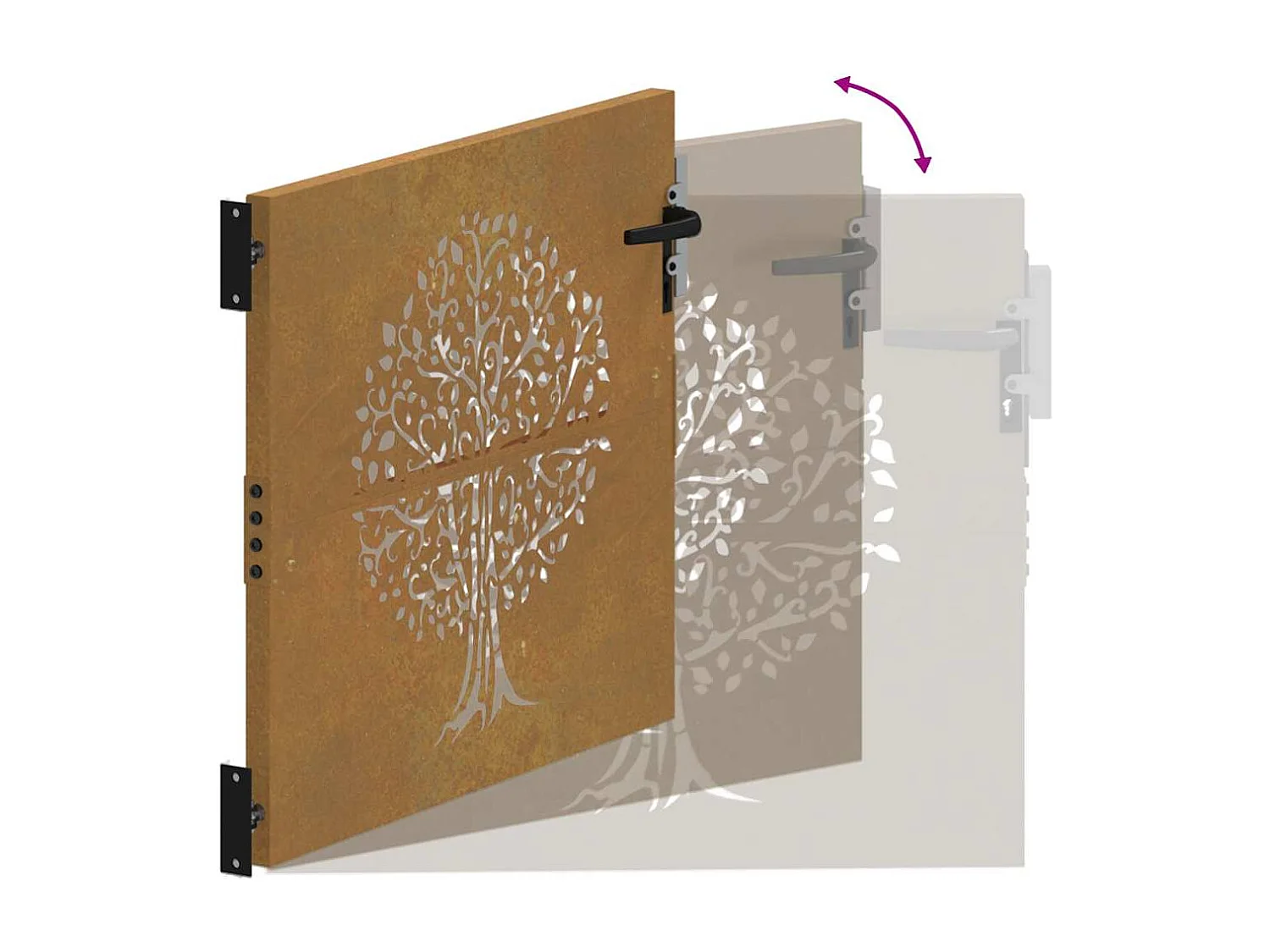 Cancello da giardino 85x100 cm in acciaio corten design albero