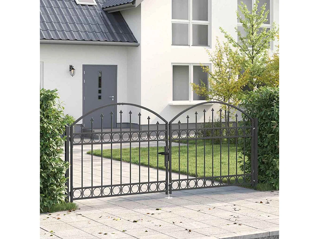 Portail de clôture Autre Gris 300 x 125 cm Acier