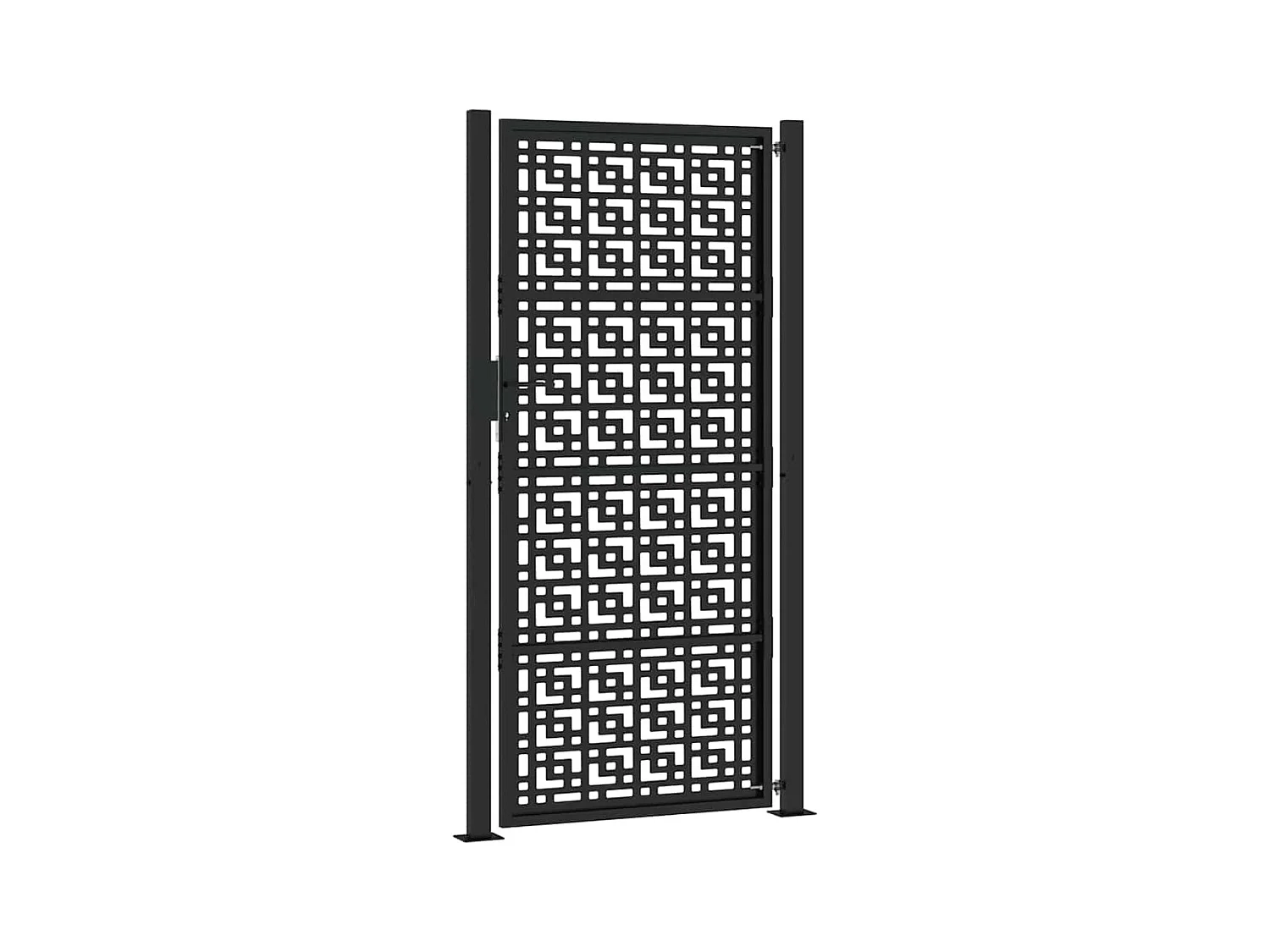 Puerta de jardín negra de 105x205 cm con diseño de cruz de acero.