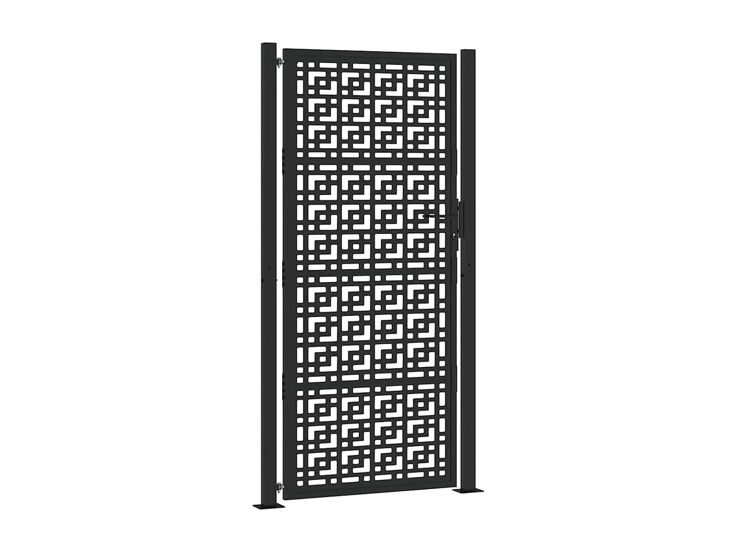 Puerta de jardín negra de 105x205 cm con diseño de cruz de acero.