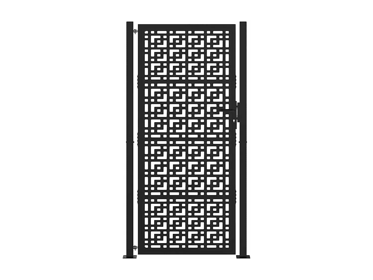 Puerta de jardín negra de 105x205 cm con diseño de cruz de acero.