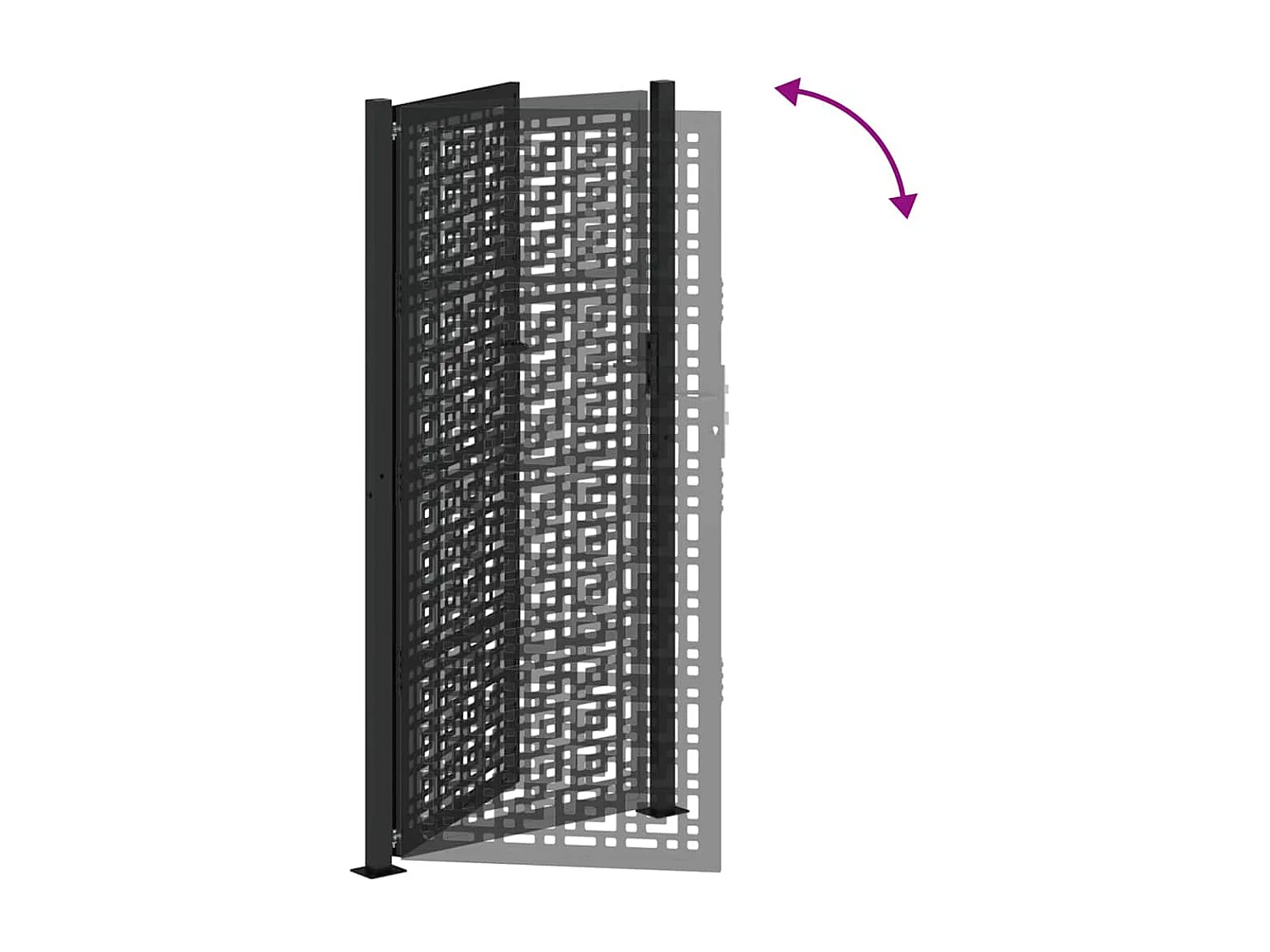 Puerta de jardín negra de 105x205 cm con diseño de cruz de acero.
