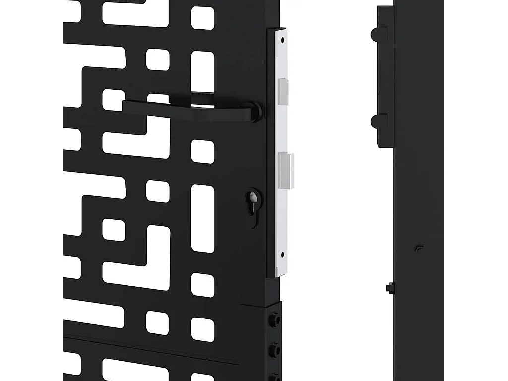 Puerta de jardín negra de 105x205 cm con diseño de cruz de acero.