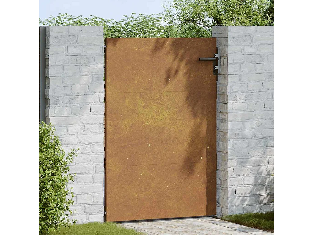 Cancello da giardino 85x125 cm in acciaio corten