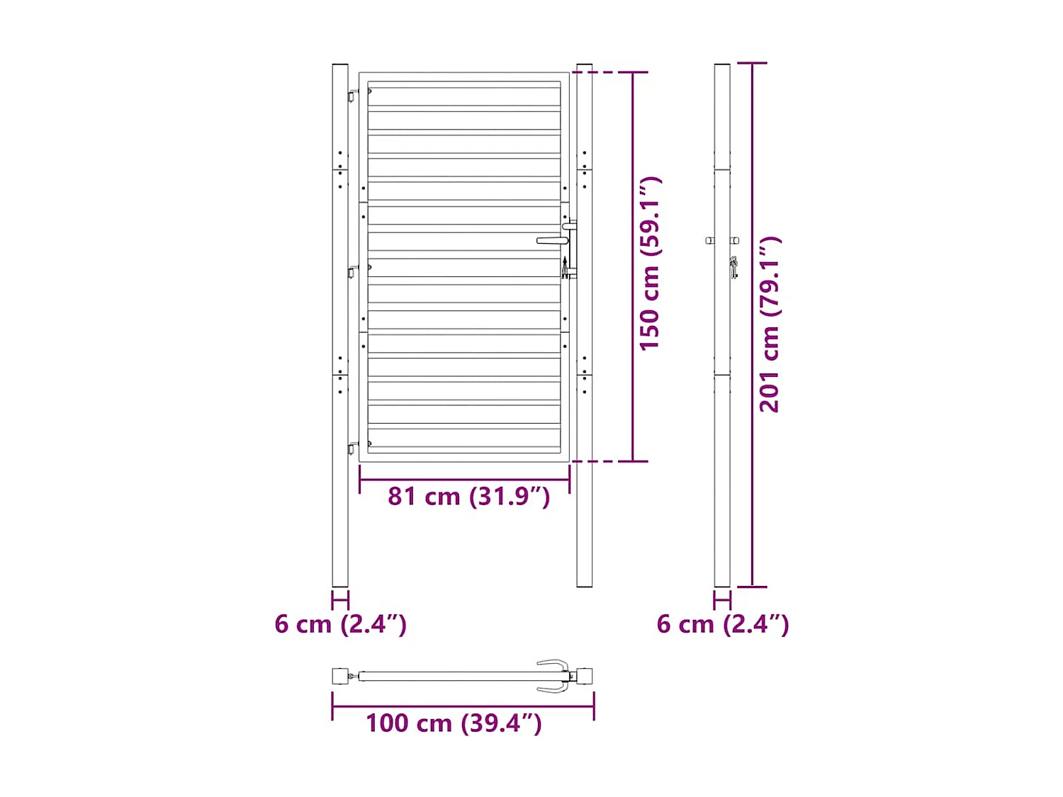 Portail de jardin verrouillable noir 100x150 cm aluminium