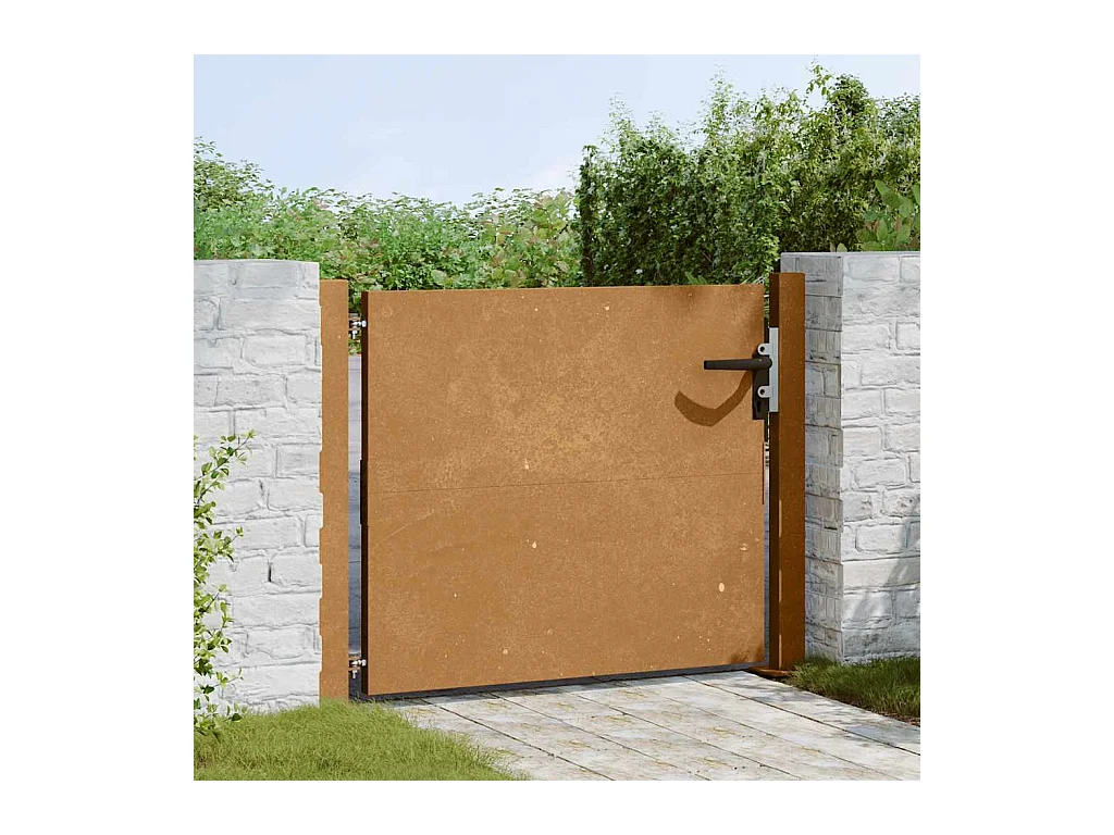 Puerta de jardín de acero corten de 105 x 105 cm.