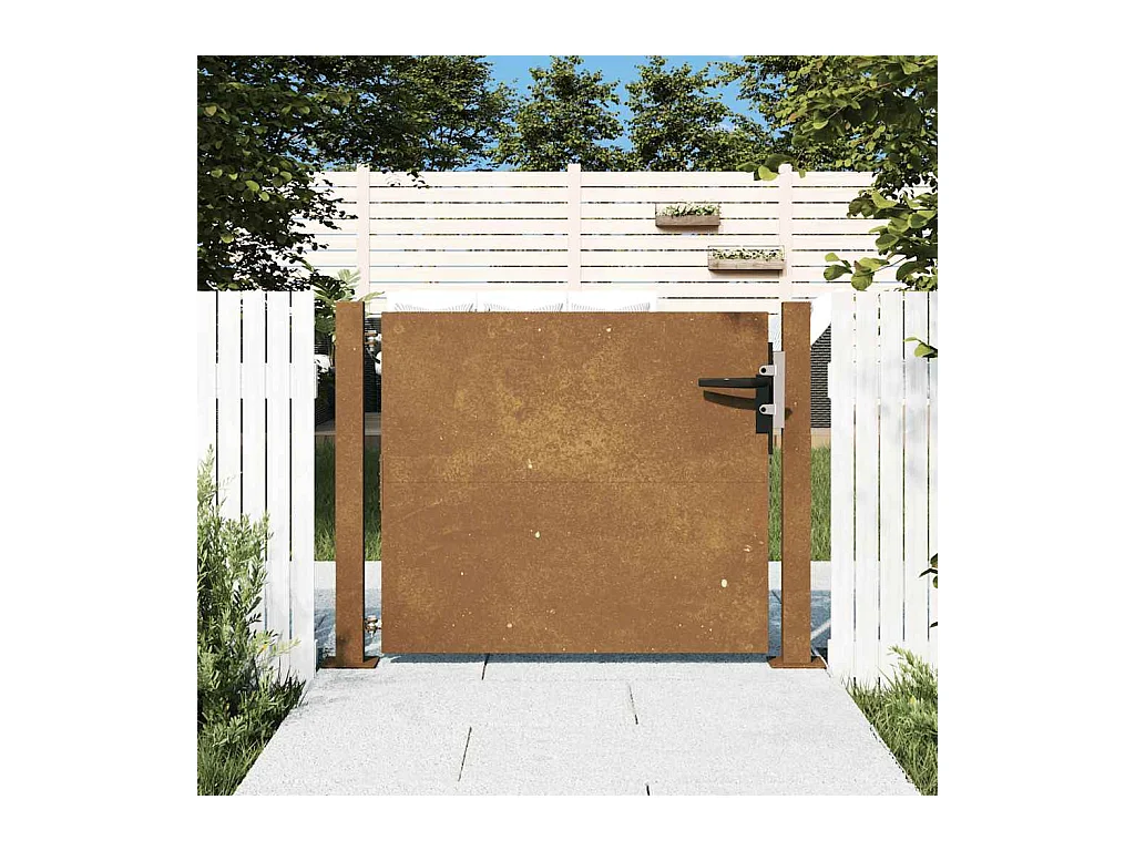 Portail de jardin 105x105 cm acier corten