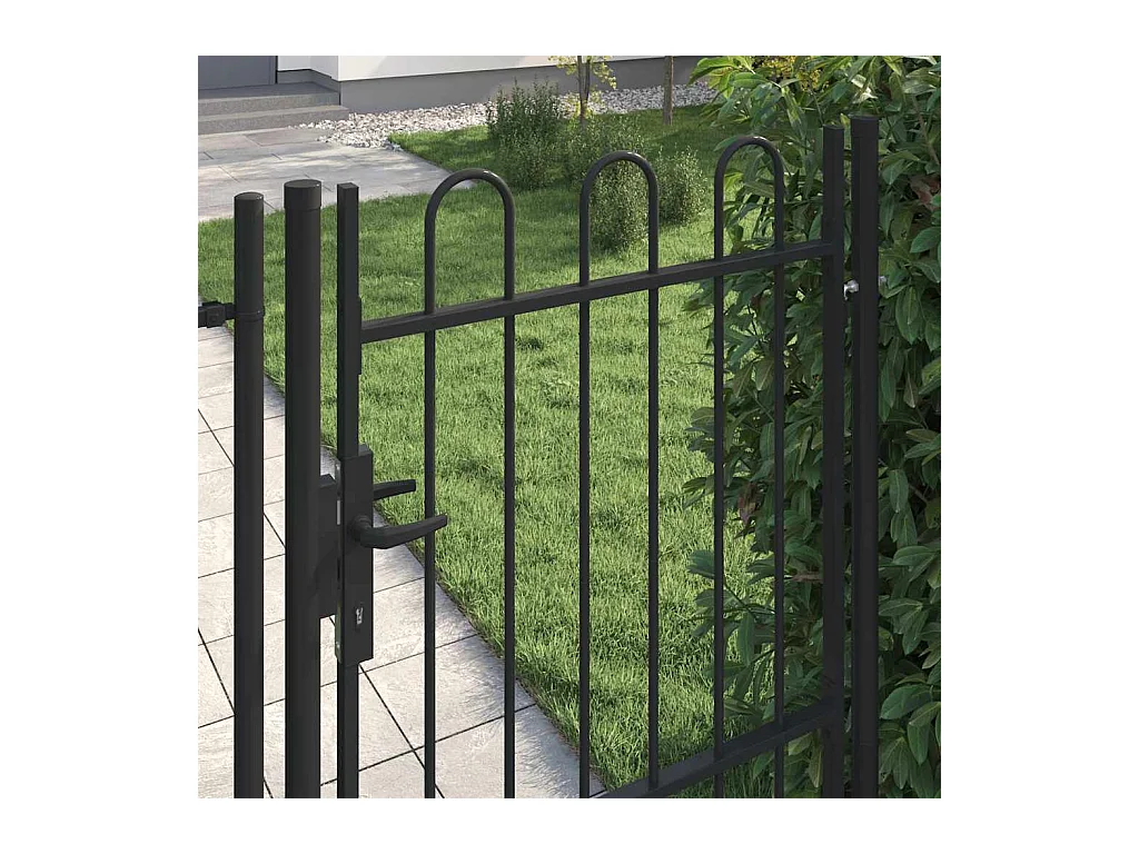 Puerta simple con arco superior de acero 1x1,5 m Negro