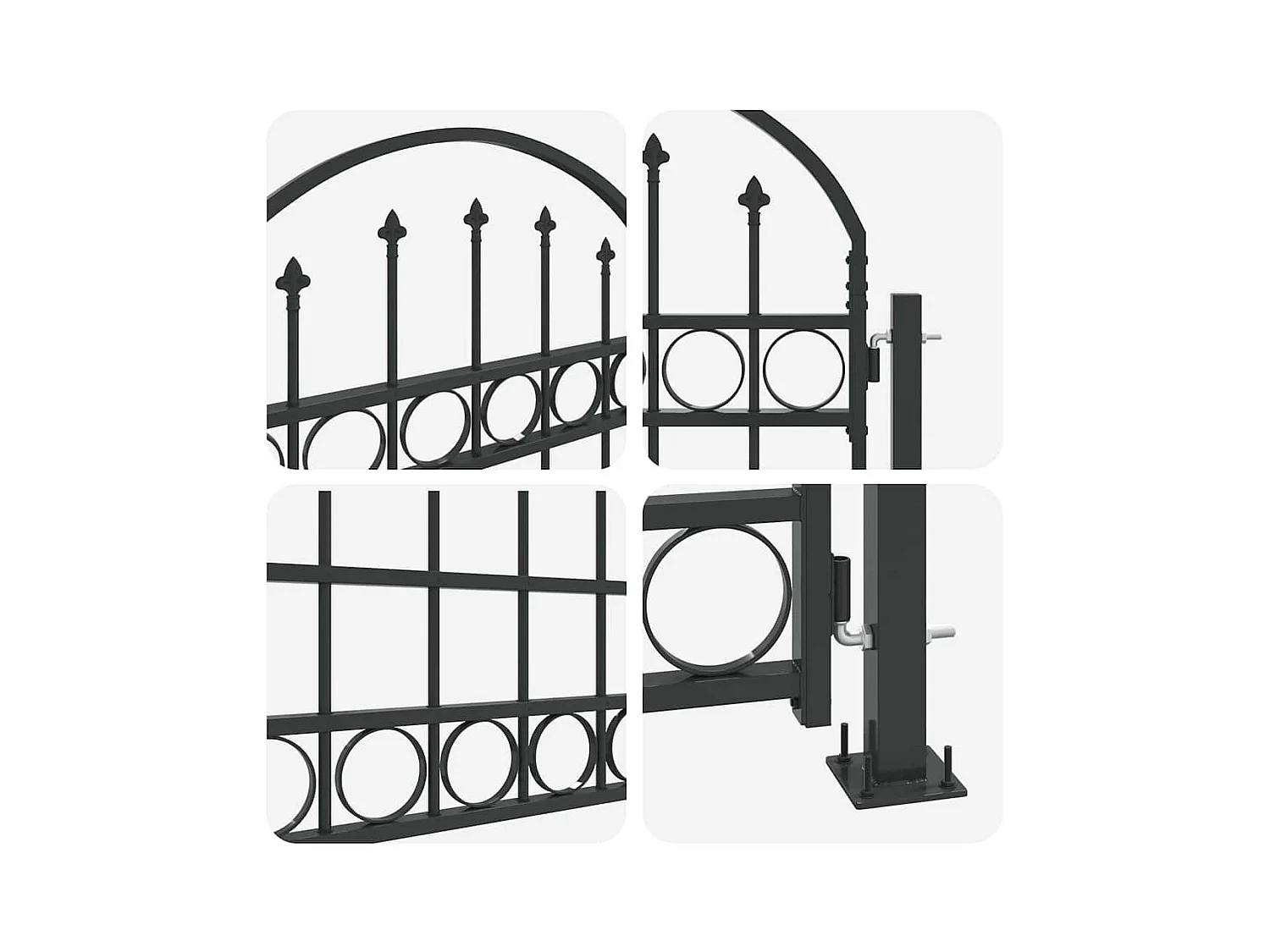 Puerta de valla gris de acero de 102 x 200 cm