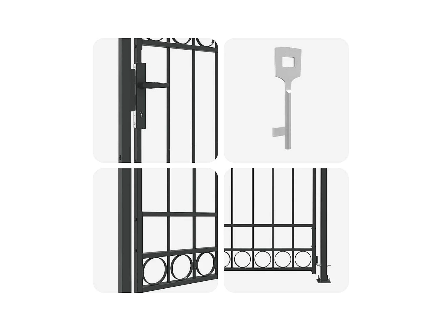 Puerta de valla gris de acero de 102 x 200 cm