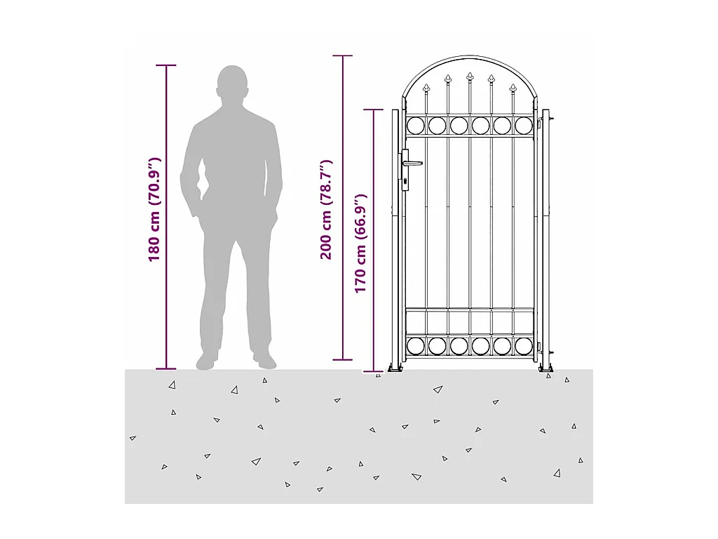 Puerta de valla gris de acero de 102 x 200 cm