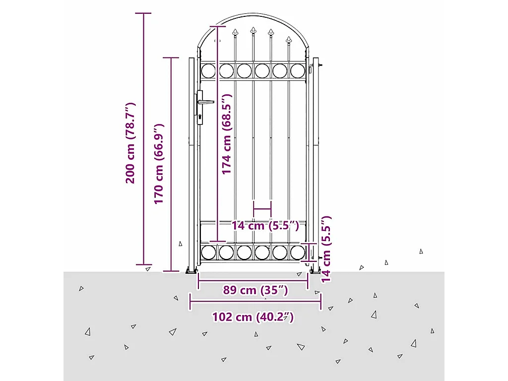Grijze hekpoort 102 x 200 cm staal