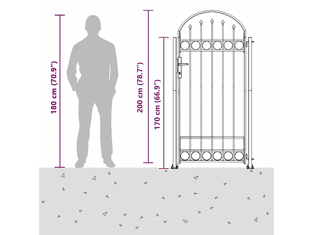 Grijze hekpoort 102 x 200 cm staal