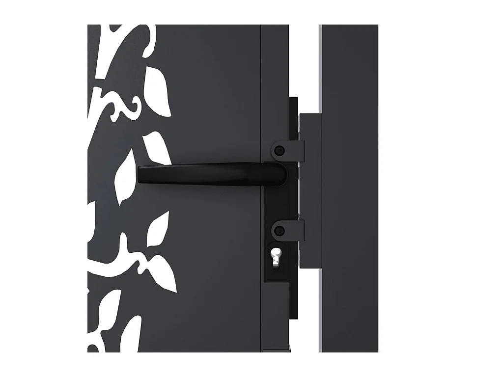 Cancello da giardino antracite 105x205cm in acciaio con motivo ad albero