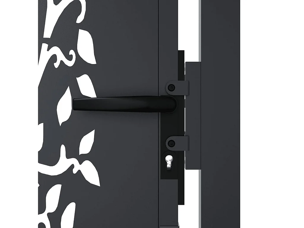 Cancello da giardino antracite 105x205cm in acciaio con motivo ad albero