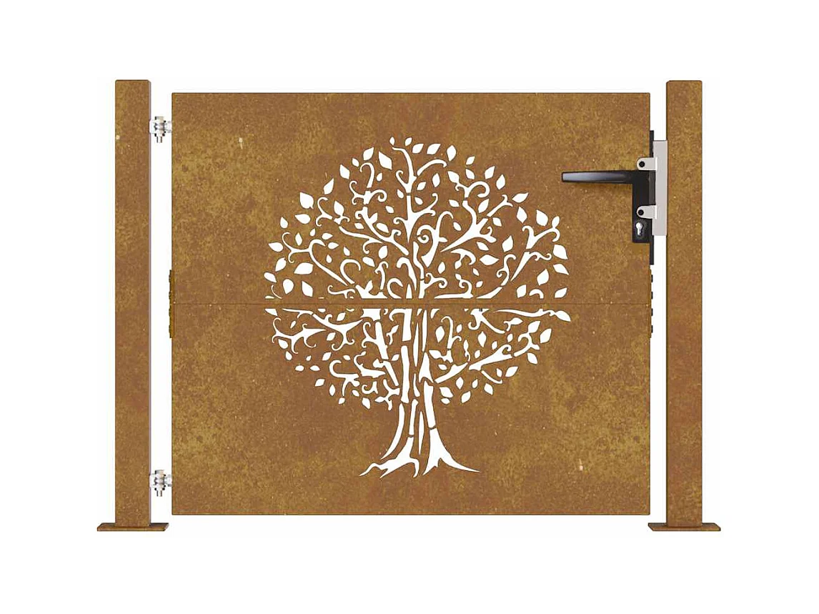 Tuinpoort 105x80 cm cortenstaal boomdesign