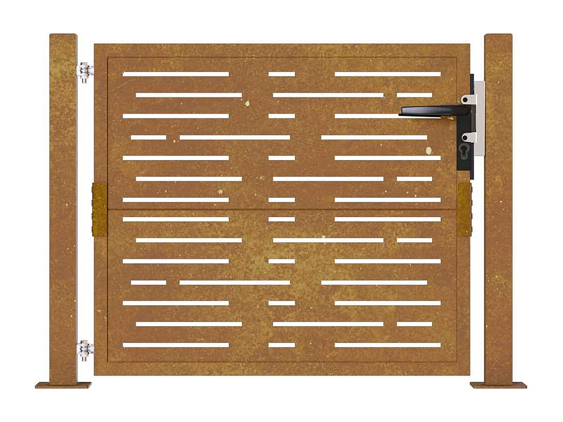 Cancello da giardino 105x105 cm in acciaio corten design quadrato
