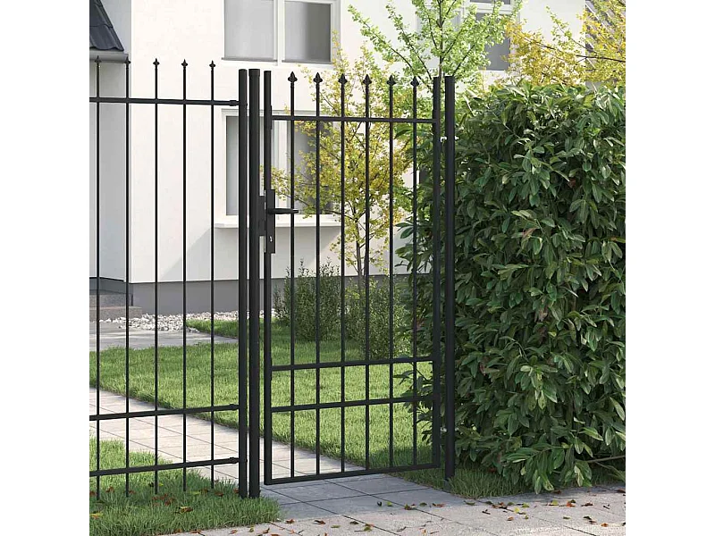 Puerta simple con punta de acero 1x1,75 m Negra