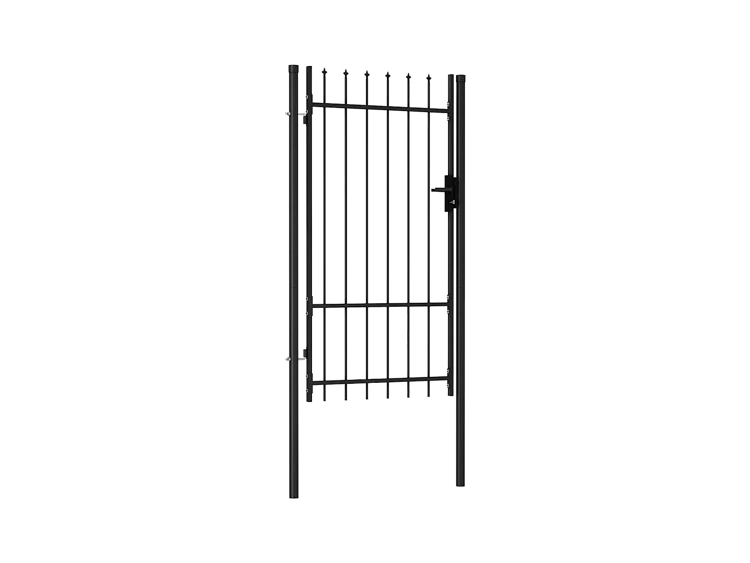 Portillon simple porte avec dessus à pointe Acier 1x1,75 m Noir