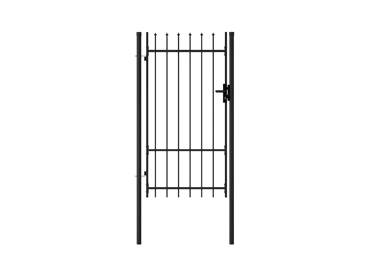 Portillon simple porte avec dessus à pointe Acier 1x1,75 m Noir